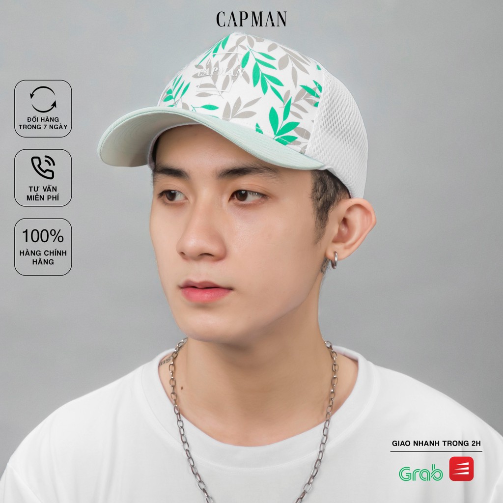 Mũ lưỡi trai CAPMAN chính hãng full box, nón kết nam trucker kaki CM16 màu trắng