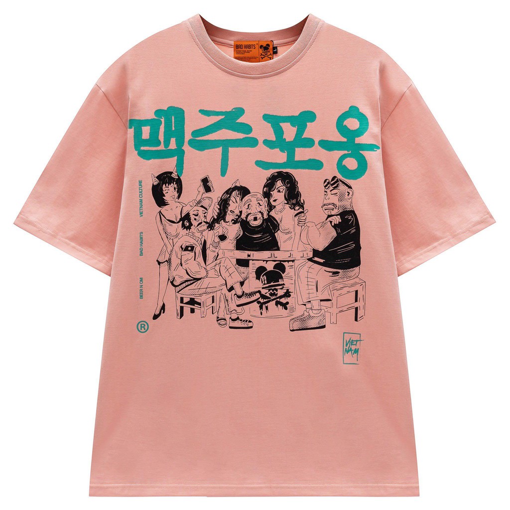Áo Thun Unisex Bad Habits Daddy Hood Hồng 100% Cotton - Local Brand Chính Hãng