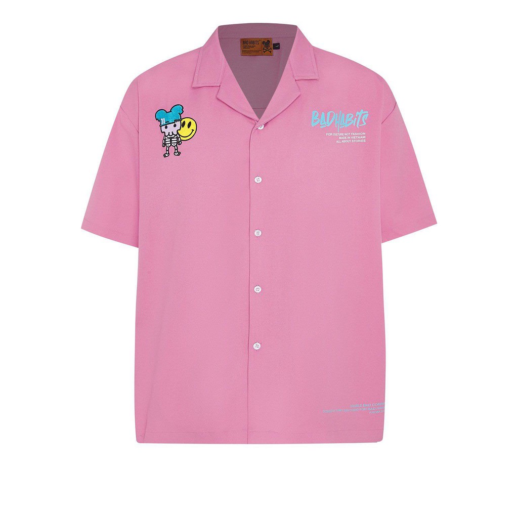 Áo Sơ Mi Ngắn Tay Cổ Bẻ Bad Habits Skull Shirt