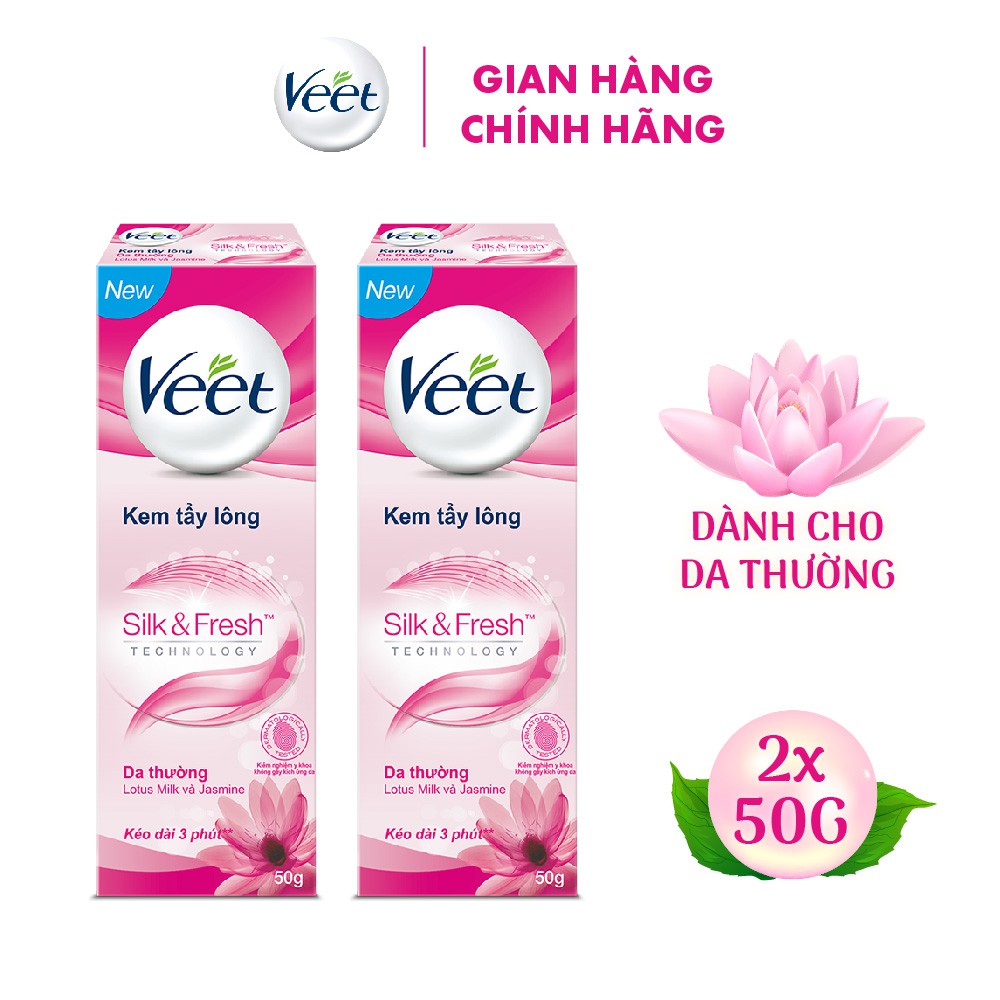 Combo 2 Kem tẩy lông cho da thường Veet Silk Fresh 50g/tuýp