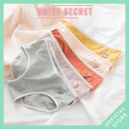 Quần lót nữ cotton Y Tế Khuáng Khuẩn Đính Logo Màu Pastel Đáng Yêu Học Sinh DOLLY SECRET QL036