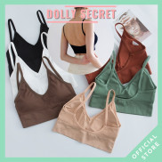 Áo lót nữ bra hai dây hở lưng chữ U len tăm cao cấp thấm hút mồ hôi kháng khuẩn DOLLY SECRET A01