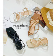 GIÀY CAO GÓT NAGASHOES QUAI CHÉO XỎ NGÓN 2CM NAC195