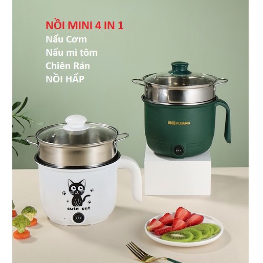 Nồi Lẩu Mini, Ca Nấu Mì Cầm Tay, Nấu Cơm Đa Năng  2 Nấc Nhiệt Mẫu Mới 2021 Kèm Giá Hấp