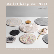 Đế lót ly nồi cách nhiệt để bàn chống nóng bằng bông dệt tay nhiều loại kiểu Nhật Bả