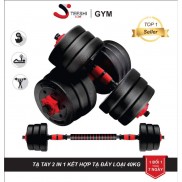 Tạ tay 40KG 2 in 1 kết hợp tạ đẩy(tạ đòn) tạ nam nữ tập gym thon tay,dụng cụ tập gym đa năng,tataytapgym