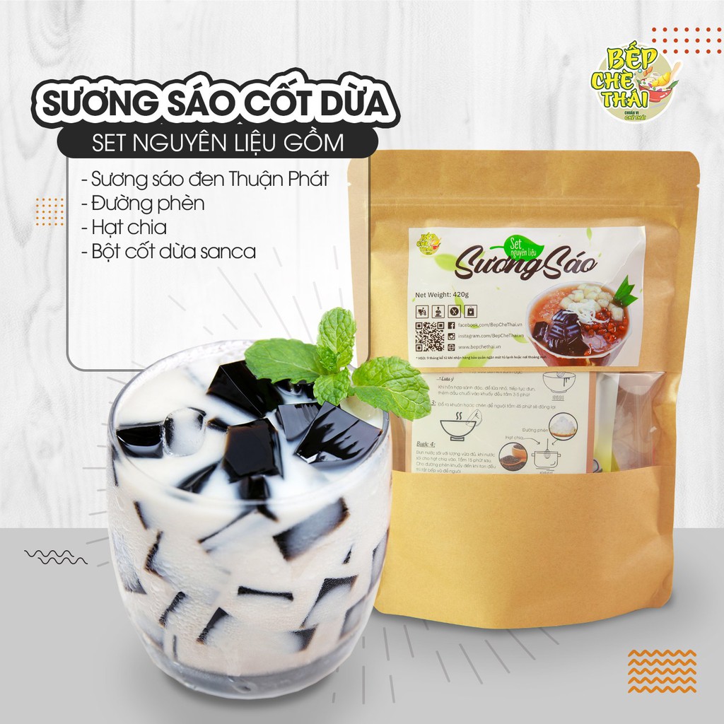 SET CHÈ SƯƠNG SÁO HẠT CHIA NẤU ĐƯỢC 30 CHÉN - Tặng kèm công thức - BẾP CHÈ THÁI