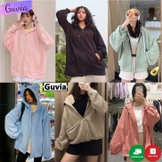 Áo khoác nỉ ngoại hoodie BASIC form rộng khóa kéo tròn áo nỉ nam nữ Unisex AN1 Guvia
