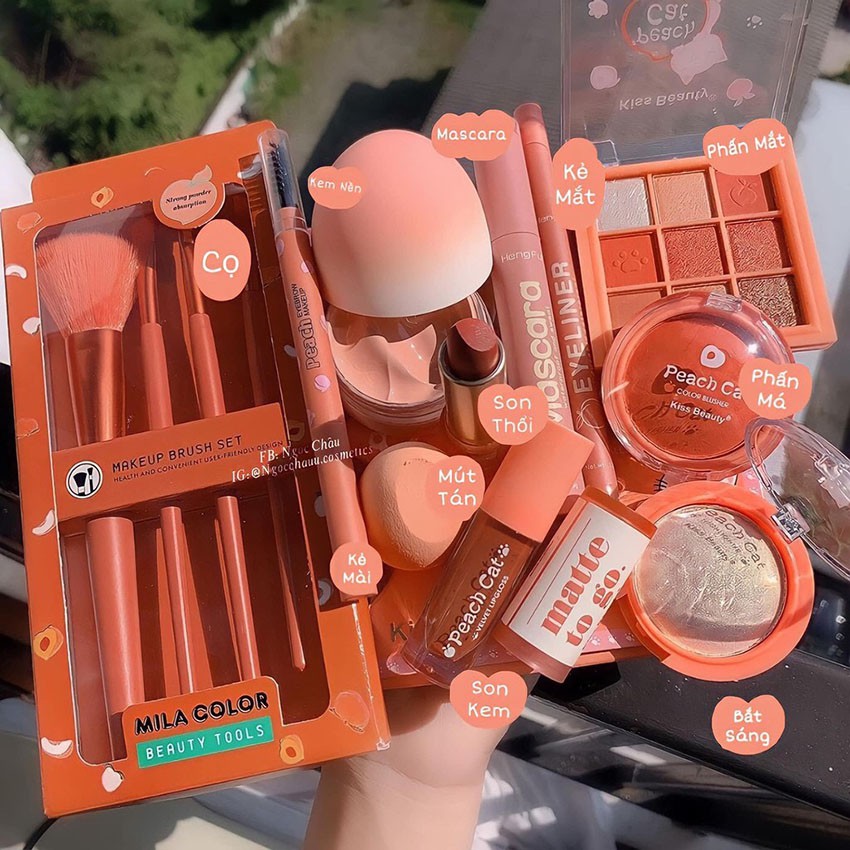 Bộ Trang Điểm Wowshop93, Set Tết xinh gồm 10 Món Makeup Vô Cùng Dễ Thương, Nhìn Là Mê Ngay.Tone Màu Cam Đào