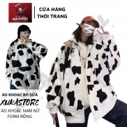 Áo khoác hoodie bò sữa XUKASTORE chất nỉ khoá kéo cotton trần bông 2 lớp form siêu rộng Unisex nam nữ