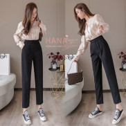 Quần baggy nữ công sở basic trơn cạp lưng cao ôm - Dáng dài ống đứng - Vải tuyết mưa dày mềm mịn mặc đi làm học sinh đẹp