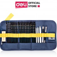 Bộ dụng cụ vẽ phác thảo 27 phụ kiện Deli - vẽ mỹ thuật - 1 bộ - 58125