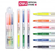 Bút dấu dòng 2 đầu Deli - 3 cây 6 màu - nét trơn mượt, màu tươi sáng - 3 chiếc / Hộp - S736