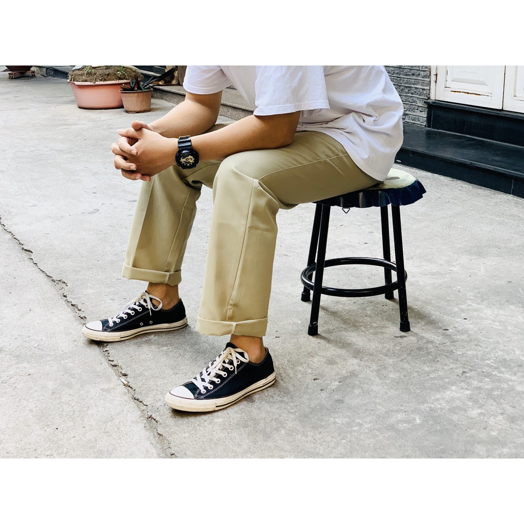 Quần dài Dickies chính hãng , Chất liệu kaki ống suông.