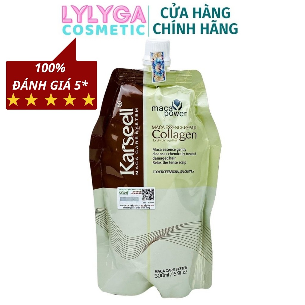 Kem ủ tóc phục hồi hư tổn Karseell Maca Power Collagen 500ml Hấp ủ tóc thẳng mượt bổ xung collagen LOẠI 1 CÓ TEM UT05
