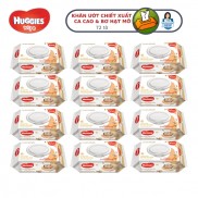 Thùng 12 gói Khăn ướt Huggies chiết xuất Cao cao và Bơ hạt mỡ (72 miếng/gói)