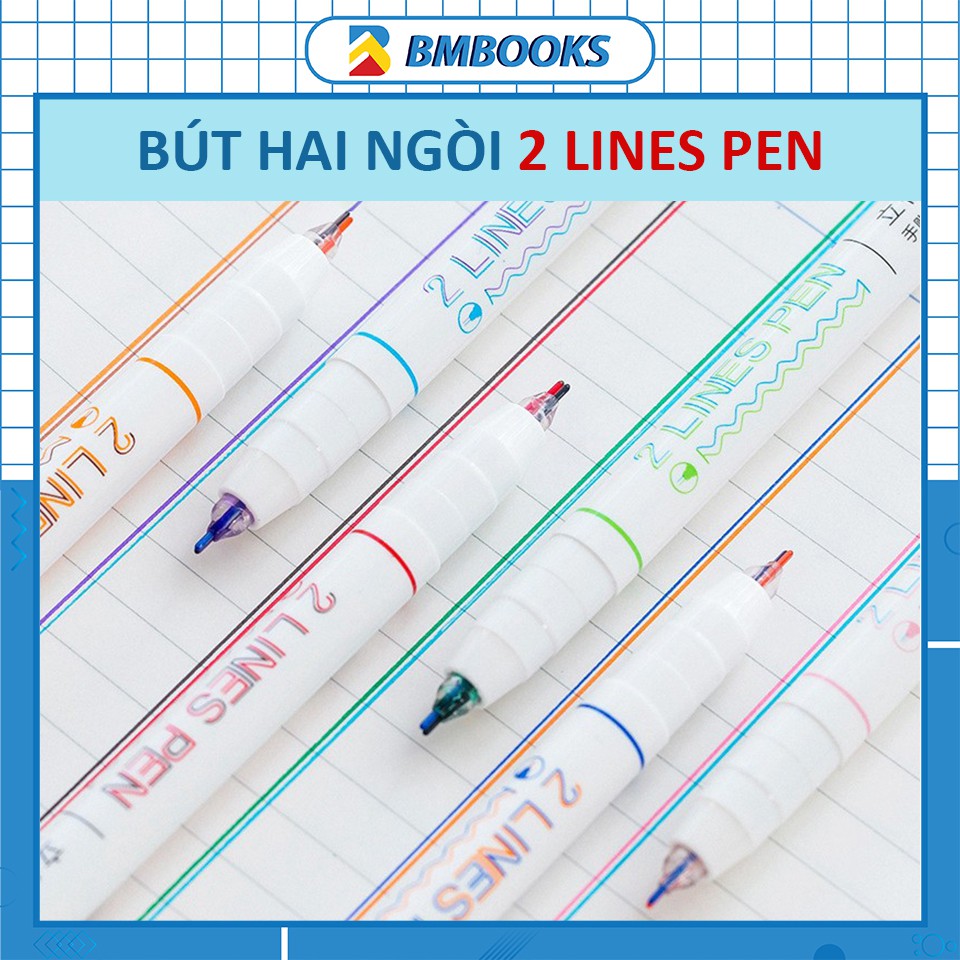 Bút hai ngòi song song thương hiệu 2 Lines Pen tông màu Color Block rực rỡ BMBooks