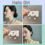 Khuyên Tai Kim Loại Đính Ngọc Trai Nhân Tạo Đơn Giản Phong Cách Hàn Quốc