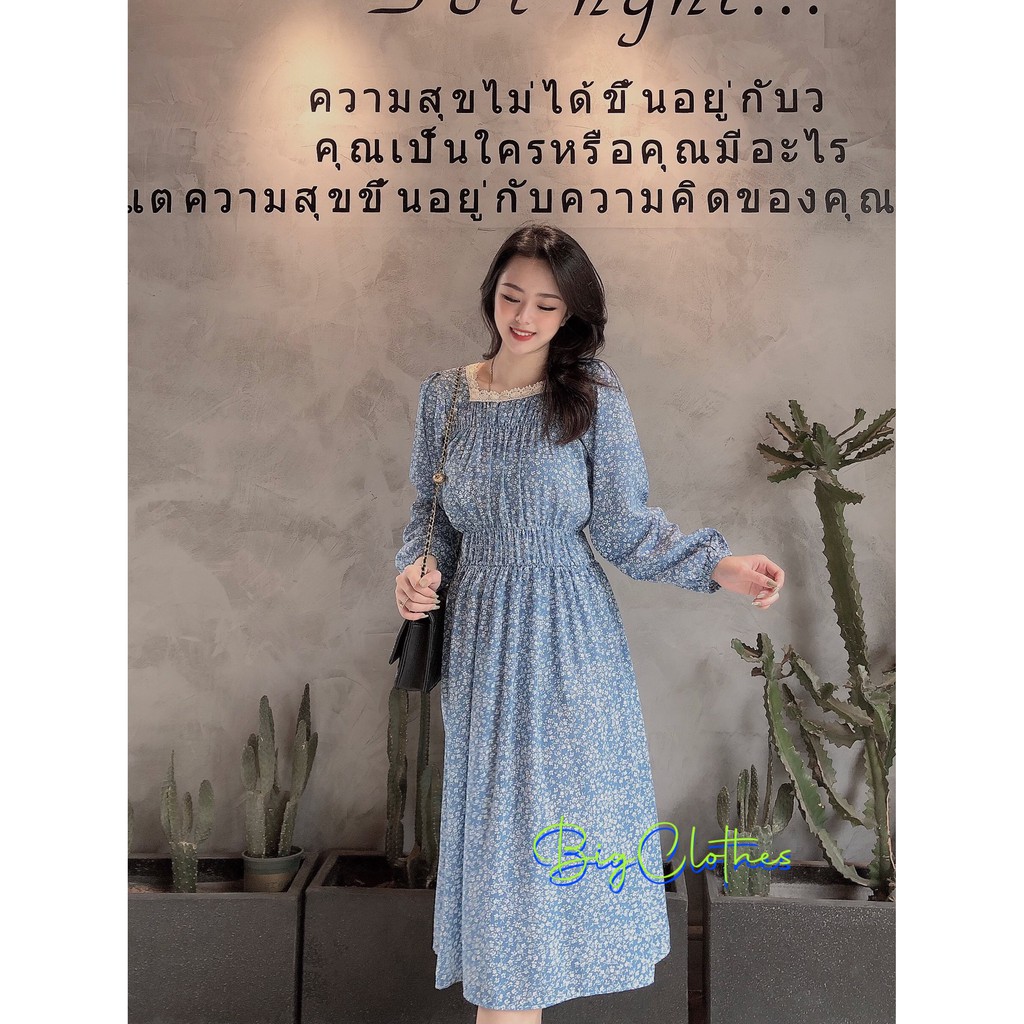 Váy hoa nhí BigClothes thiết kế cổ vuông sang chảnh đầm bigsize BC017