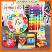 Đồ chơi gỗ thông minh cho bé, combo đồ chơi gỗ phát triển trí tuệ 4 - 6 món, dochoigo.vn