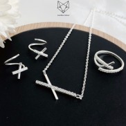 Dây Chuyền, Khuyên Tai, Nhẫn Bạc Nữ S99 CaoBac Silver Chữ X Cá Tính Dành Cho Bạn Nữ  - Trang Sức Cáo Bạc JEWELLERY