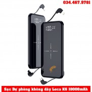 Pin sạc dự phòng không dây 10000mAh 4 cổng ra sạc nhiều thiết bị cùng lúc LOCA K6