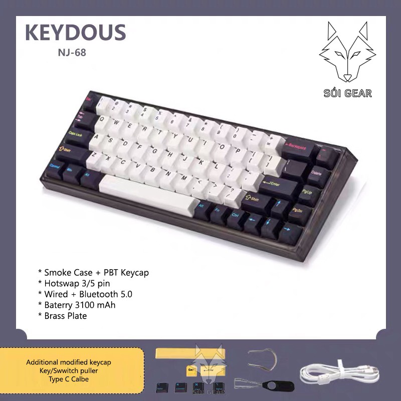 Bàn phím cơ không dây Keydous NJ68 Max Hotswap RGB Bluetooth