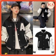 Áo khoác bomber chữ A tay tim KA Closet chất thô mềm dầy mát from unisex, mặc chống nắng phong cách cá tính