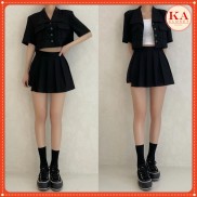 Set váy vest hộp KA Closet Set vest cực chất, áo vest hộp + quần giả váy tennis, chất umi siêu xinh, size M, L