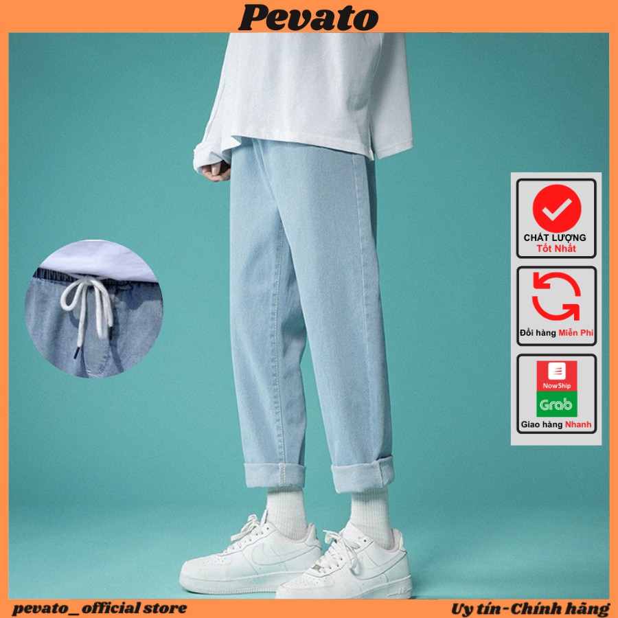 Quần Jean Baggy Nam Nữ Cạp Chun Dây Rút Chất Bò Xịn Basic Ống Suông QJ06