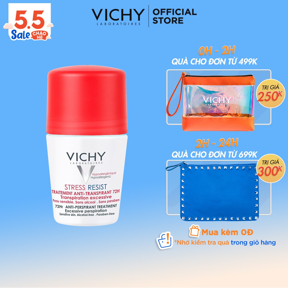 Lăn khô thoáng vùng da dưới cánh tay 72h Vichy Détranspirant Intensif 50ml
