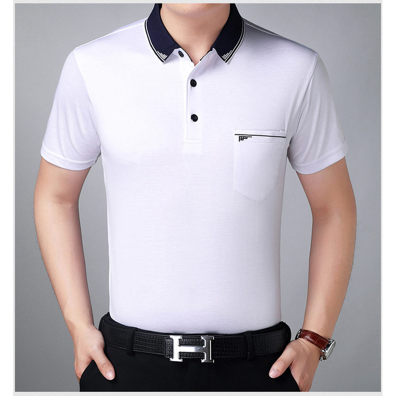 Áo phông thun polo nam trắng tay ngắn lỡ cổ bẻ  LI02