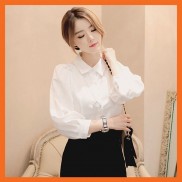Áo sơ mi trắng nữ công sở tay phồng lỡ Madela, Áo kiểu Sơ mi trắng nữ đẹp phong cách Hàn Quốc - ASM03