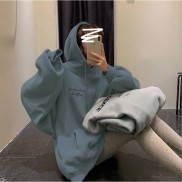 áo hoodie nữ form rộng unisex, hoodie nữ form rộng màu đen be tím có mũ thời trang - UNA01