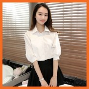 Áo sơ mi trắng nữ kiểu tay lỡ phong cách công sở Madela, Sơ mi trắng nữ, Áo kiểu nữ sơ mi tay lỡ đẹp - ASM02