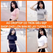 Áo croptop nữ ôm body tay ngắn Madela, Croptop Nữ trơn ngắn tay cổ tròn, Áo crt nữ siêu ôm dáng- ACTN03