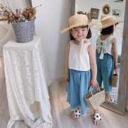 Set áo cột nơ quần ống rộng thời trang cho bé - Hàng Quảng Châu Cao Cấp