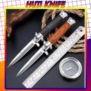 Dao phượt gấp gọn cá kiếm cao cấp tay cầm gỗ nhiều màu HUTI KNIFE