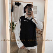 Áo GILE len Nam Nữ Unisex vải thun da cá 2 sọc viền Đen/ Trắng phong cách hàn quốc
