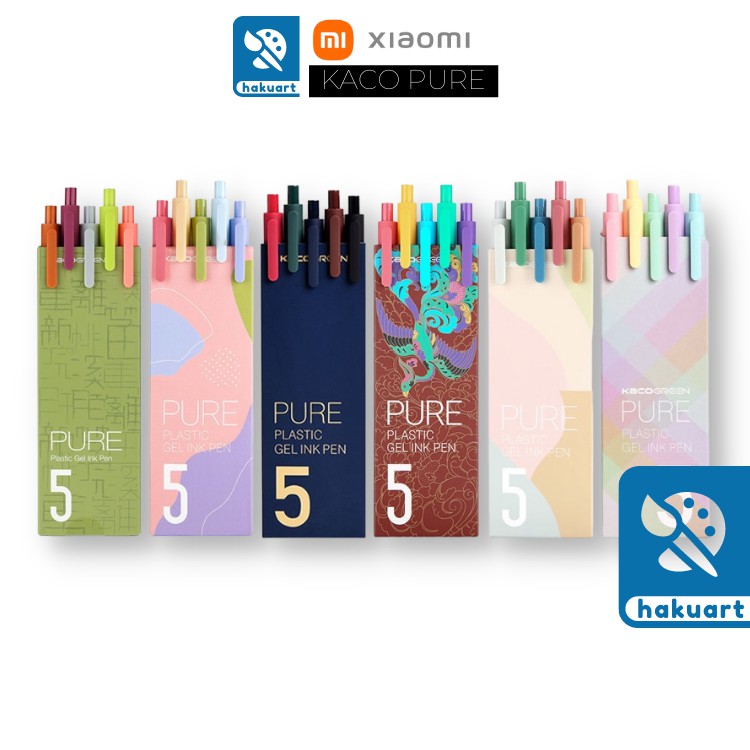 Bộ 5 Bút Gel XIAOMI KACO PURE Ngòi 0,5mm - Họa Cụ Hakuart