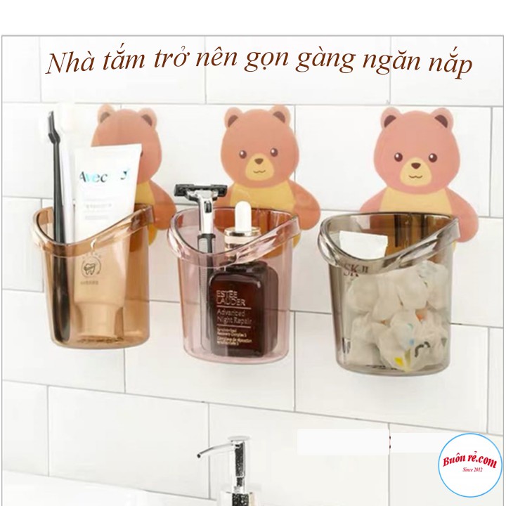 Cốc Đựng Bàn Chải, Kem Đánh Răng Hình Gấu Gắn Tường-00879