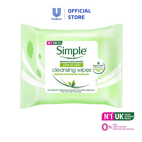 Khăn giấy tẩy trang Simple Cleansing Facial Wipes 25 tờ