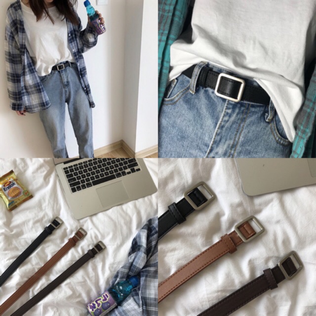 190907 Dây lưng nữ mặt vuông - bản dây nhỏ phù hợp cho nữ thời trang ulzzang.
