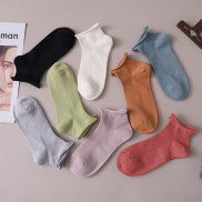 200386 Tất ulzzang nữa màu pastel cổ thấp - tất nữ len mềm mịn dày dặn nữ tính