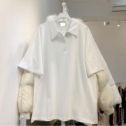 200735 Áo polo nữ - áo polo trơn chất cotton mềm mát freesize tay lỡ