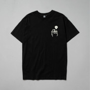 Áo thun nam tay lỡ form rộng Cotton 100%. Áo phông unisex cá tính Oldskull - Dungz - Đen