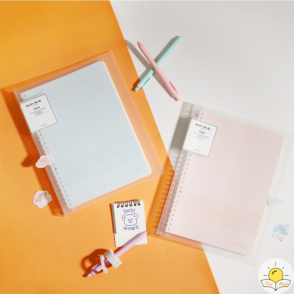 Sổ còng Caro 40 tờ B5 Bìa trong suốt Klong, sổ bullet journal MS 544