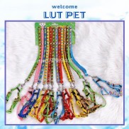  Dây dắt chó mèo thú cưng dạng yếm và vòng cổ dây xích cổ chó mèo