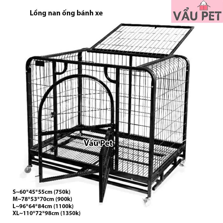 Lồng chuồng cho chó mèo có bánh xe mã 1100 (110x72x98cm )
