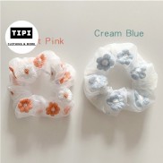 Buộc tóc scrunchies cao cấp hoạt tiết phối hoa